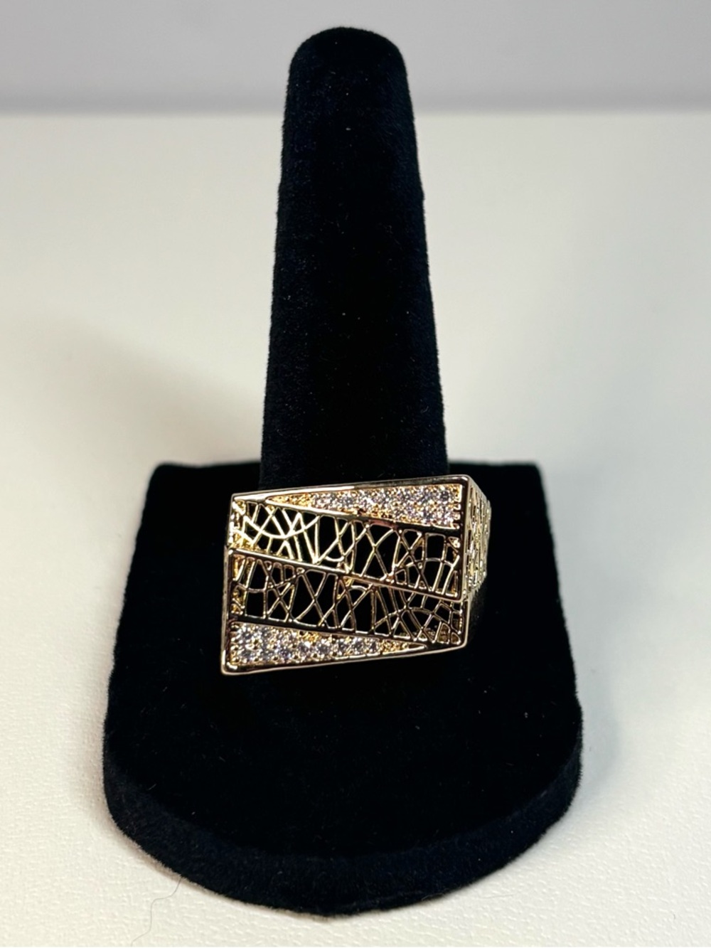 18k yellow gold-plated chunky abstract statement ring